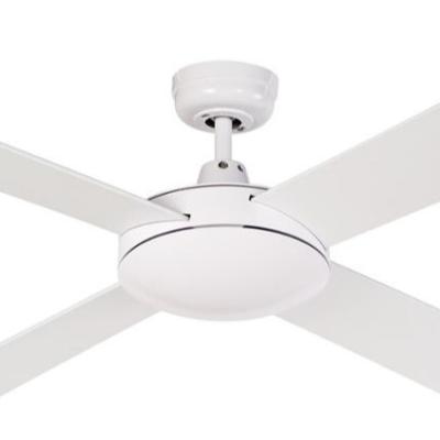 China 52 Inch Low Noise Air Cooling Modern Home Aluminum White Ceiling Fan Without Light, with 4 Plywood Blades, Include Wall Control for sale