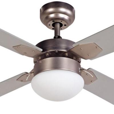 China Air Cooling Lower Noise 42 Inch Fan Style Nickel Decorative Swept Ceiling Fan Light with 4 MDF Blades, Include Pull Chain Control for sale