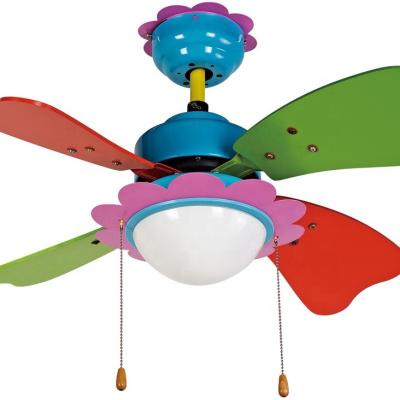 China Low Noise 36 Inch Children's Room Air Cooling Fan Ceiling Fan Home Decorative Colorful Light with 4 MDF Blades, Include Pull Chain Control for sale