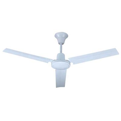 China Lower Noise Modern White Industrial 48 Inch Air Cooling Fan Factory Ceiling Fan Without Light, With 3 Steel Blades, Include Wall Control for sale