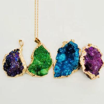 China CLASSIC Irregular Crystal Pendant DIY Druzy Agate Natural Stone Necklace for sale