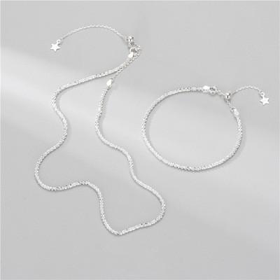 China 2021 Hot Selling FASHIONABLE Women Fashion Bracelets 925 Sterling Silver Chain Necklaces Jewelry Snowflake Silver for sale