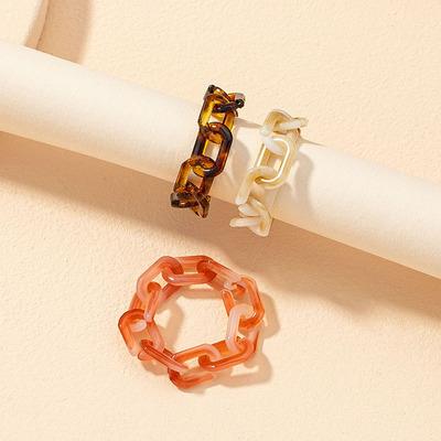 China 2021 TRENDY Bohemian Rings 3ps/set Hot Selling Women Fashion Rings Resin Acrylic Chain Rings for sale