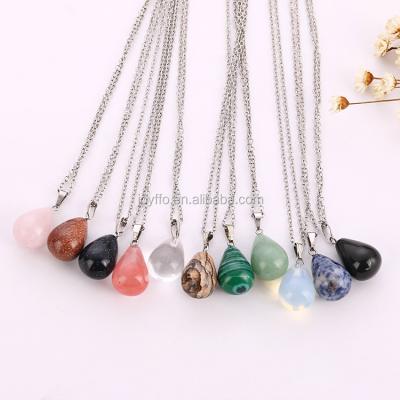 China Fashion Wholesale 8 Color Drip Natural Stone Gems Quartz Necklace Pendant Jewelry for sale