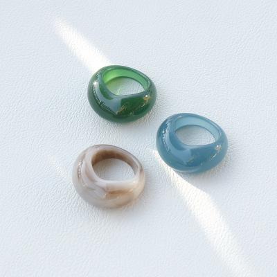 China 2021 TRENDY Hot Sale 1.7cm Resin Rings With Different Color Like Jade Jasper Chunky Rings Girl's Gifts For Women Jewelry for sale