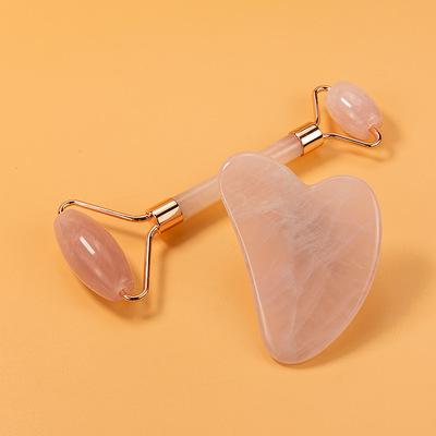 China Anti aging massager healring pink Crystal Rose Jade Face Roller Nephrite natural natural quartz personal care stone beauty roller for sale