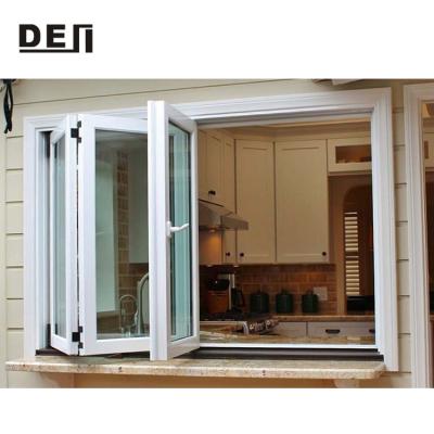 China Sliding Double Glass Kitchen Sliding Folding Window Aluminum Bi-folding Windows for sale