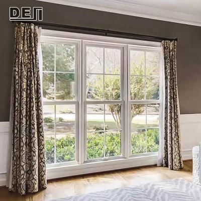 China Sliding American Style White Vinyl Double Hung Windows With Low E Glass for sale