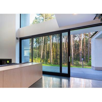 China Modern Aluminum Thermal Break Insulation Double Glazed 12 Feet Hurricane Proof Full Glass Sliding Door for sale