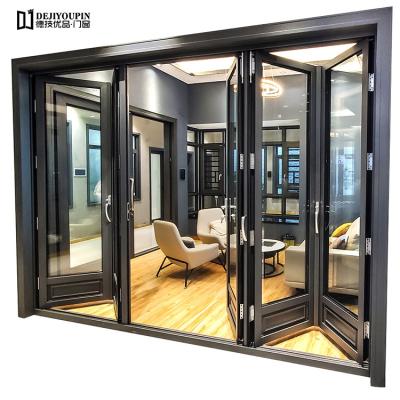 China Modern Apartment Entrance Double Glazed Bi Fold Door Aluminum Exterior Design for sale