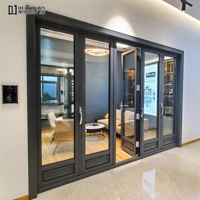 China High Performance Modern Balcony Heat Insulation Double Folding Aluminum Glass Sliding Door Manufacturer for sale