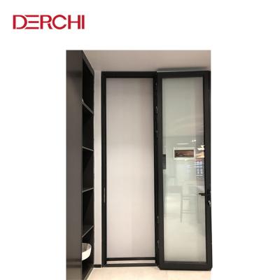 China Custom windproof double swing french tempered lowe glazed aluminum door for balcony for sale