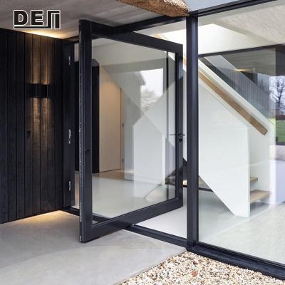 China Front Door Design Aluminum Tempered Modern Luxury Pivot Glass Entry Doors for sale