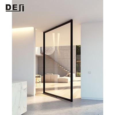 China Modern Residential Exterior Aluminum Double Pivot Glass Entry Doors for sale