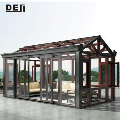 China Modern prefab villa exterior porch with foldable glass door exterior patio glass sunroom for sale