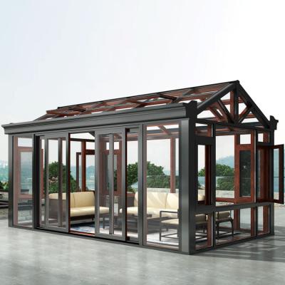 China Custom Modern Luxury Prefab Aluminum Conservatory House Aluminum Glass Sunrooms for sale