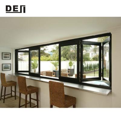 China Low-E Double Sliding Glazed Soundproof Horizontal Folding Windows for sale