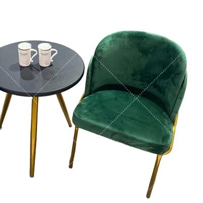 China Modern Nordic Light Luxury Green Color Velvet Metal Dining Chair Restaurant Cafe Chair for sale