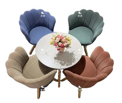 China Simple design modern stylish accent chair, leather or velvet swivel chair with flower shaped back, 2022 for sale