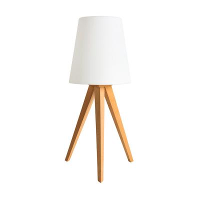 China Modern Wireless Control Wooden Tripod Nightstand Conical Shape Desk Lamp For Bedroom for sale