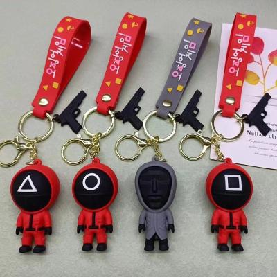 China New design 3D squid game key chain fast delivery squid game ready running silicone key chain for sale