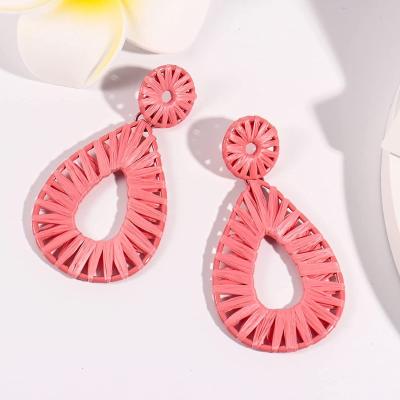 China FASHIONABLE Handmade Wooden Rattan Stud 25 Sterling Silver Africa Earrings s925 Big Bamboo Earrings For Women Birthday Party Gift for sale