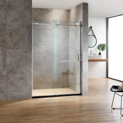 China Modern Sliding shower door, roller shower enclosure matte black finish with 10mm tempered clear glass shower door for villa apartment for sale