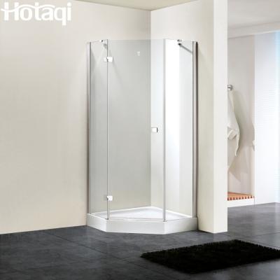 China Modern Foshan Neo Angle Shower Cabin Aluminum Frame with Stainless Steel Hinge Pivot Shower Door Shower Screen Good Price for sale