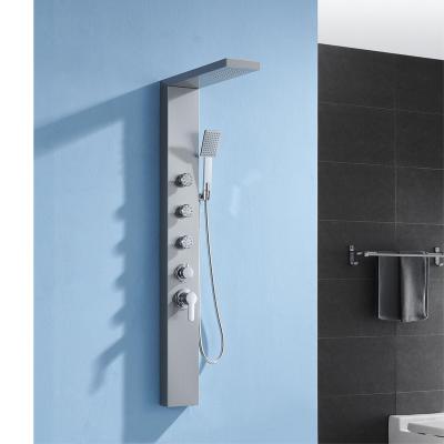 China Without Slide Bar hotaqi  Brushed 304 Stainless Steel Jets shower massage wall shower panel for bathroom for sale