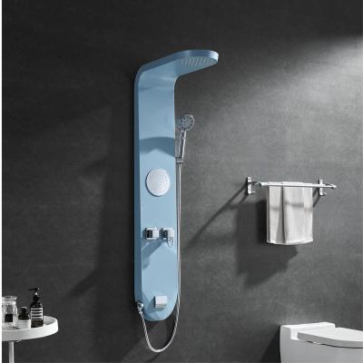 China Without Slide Bar hotaqi modern unique baking paint Niederland top rainfall shower wall Shower panel with bottom water outlet for sale