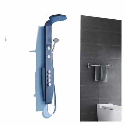 China Without Slide Bar hotaqi  unique baking paint lake blue sand pattern wall shower mixer rainfall massage shower panel wall for sale