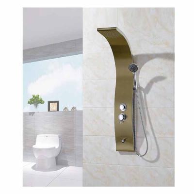 China Without Slide Bar hotaqi graceful curve Stainless Steel brushed bronze Contemporary dome spray rainfall Wall Shower panel for sale