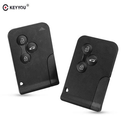 China Abs=plastic KEYYOU 3 Button Smart Card For Renault Clio Logan Megane 2 3 Koleos Scenic Key Shell With Small Key FOB Card Case Black Car Key for sale