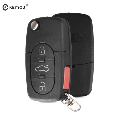 China KEYYOU 4 Plastic Buttons Flip Folding Key Shell Case Remote Keyless Fob For Audi A4 A6 A8 TT Quattro S4 S6 S8 3+1 Panic CR2032 for sale