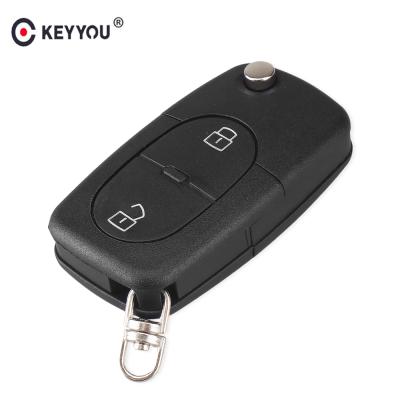 China KEYYOU Auto Key Shell For Audi Car Flip Folding Car Remote Key Shell Fob Case For Audi A2 A3 A4 A6 A8 TT 2 Button Plastic Uncut Blade for sale