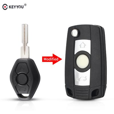 China DIY KEYYOU Filp ABS Plastic Car Key Case For BMW EWS 1/3/5/7 Series X3 X5 Z3 Z4 Modified Keyless Entry Remote Shell Case With HU58 Blade for sale