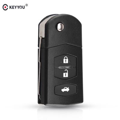 China KEYYOU Folding Car Key Shell For MAZDA 2 3 5 6 Buttons 236# Car-styling Key Case Cover 3 RX8 MX5 Flip Remote Key Black Fob for sale