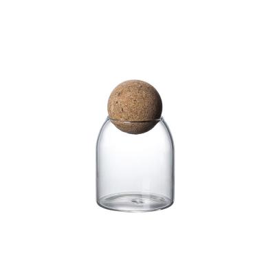 China Freshness Preservation China Supplier Factory Factory Glass Food Storage Jar Round Clear Glass Storage Jar With Cork Stoppers for sale