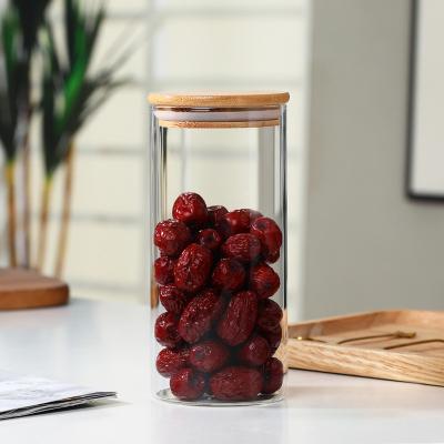 China Wholesale Freshness Preservation Borosilicate Glass BPA Free Storage Jars Glass Water Set Jar With Bamboo Lids for sale