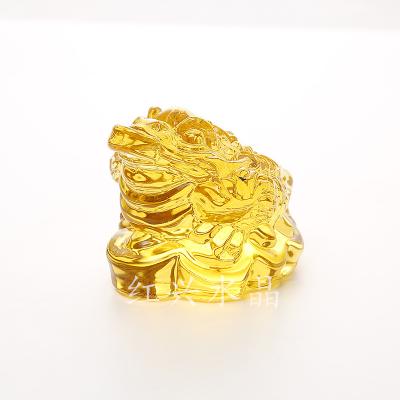 China China Crystal Glass Jin Chan Lucky Toad Yellow Gold Chandelier Carving Money Frog For Business Gift for sale