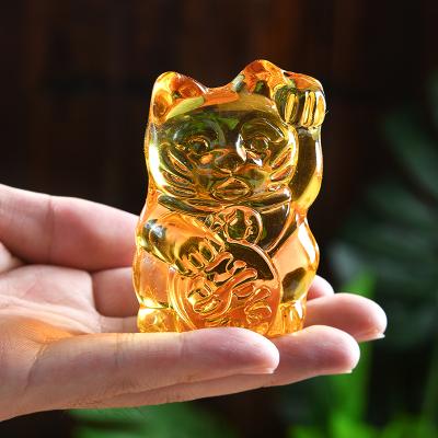 China China hot selling fortune cat maneki neko japanese lucky cat crystal citrine unlocks home decoration for sale