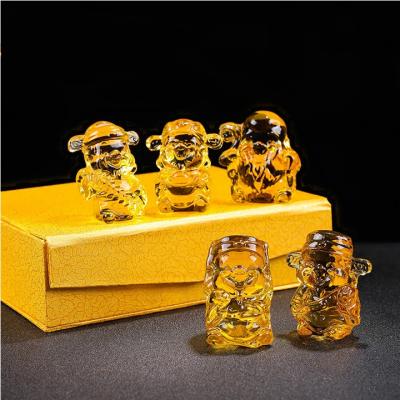 China China Crystal Fuk Luk Sau And Feng Shui Five Yellow Road God Of Wealth Pattern Decoration Souvenir Lucky Gifts for sale