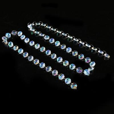 China Wedding Decor Wedding Colorful Crystal Tiers Garland Octagon Bead Curtain Glass Chain For Chandelier Parts for sale