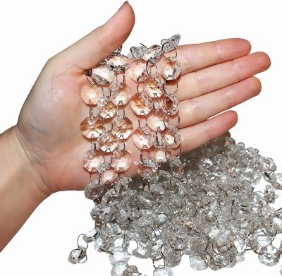 China Europe Crystal Octagon Beads Hanging Crystal Chain Curtain for Chandelier Lamp Wedding Tree Decor for sale