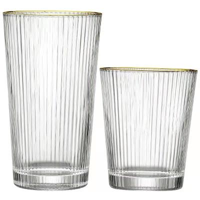 China Cookware 8 oz. Corrugated Crystal Corrugated Old Fashioned Cup Whiskey Glasses Drinking Glass For Coffee Cocktail for sale