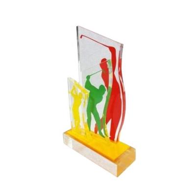 China Europe Plaque Acrylic Trophy Full Color Acrylic Golf Trophy for sale