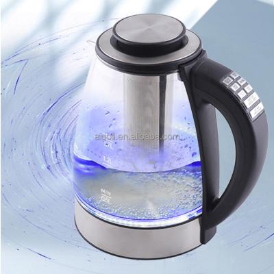 China 360 Degree Base 1.7L Rotation Electric Kettle Electronic Glass Kettle with Filter and LED Indicator for sale