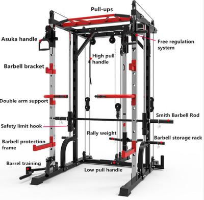 China Modern Black Customizable Folding Multifunctional Trainer and Smith Machine Combo All in One Home Fitness Cable Machine for sale