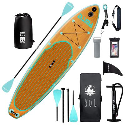 China 320*81*15CM Style Unisex Popular Wooden Soft Top Surfboard Inflatable Paddle Board Stand Up Paddle Board for sale