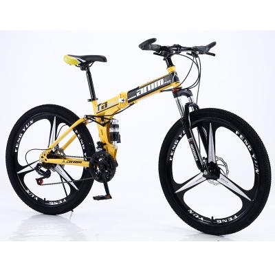 China Cheap Full Suspension High Carbon Steel 21 26 Inch 24 27 30 Speed ​​Folding Mountain Bike China High Carbon Steel Chain For Adults for sale